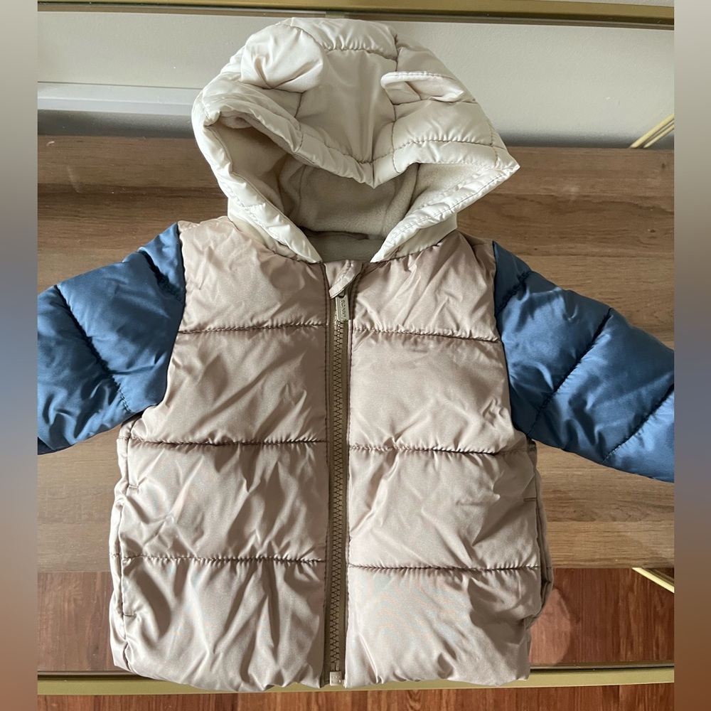 Old Navy Beige and Blue Baby Puffer Jacket